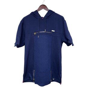 Makobi Short Sleeve Hooded T-Shirt Men's Size Large Blue Shirt French Terry